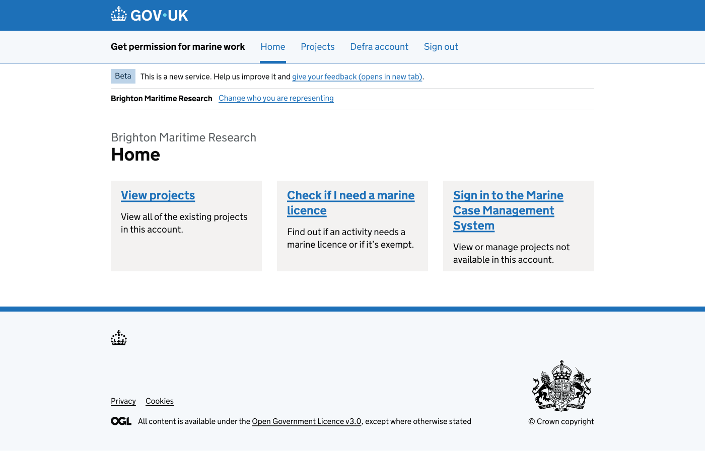 Get permission for marine work homepage